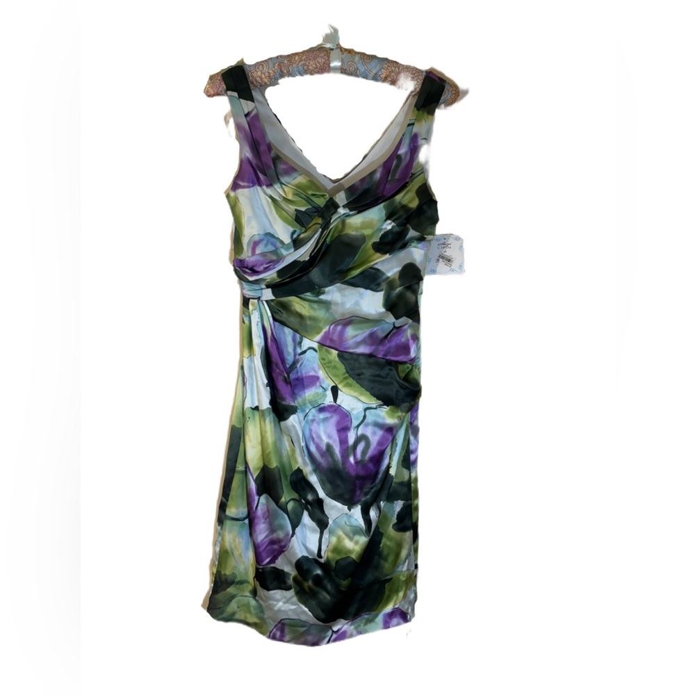 NWT Suzi Chin Colorful Silk Cocktail Dress, size 8